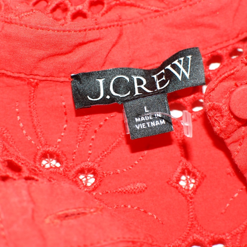 J.Crew Red Eyelet Button-Up Blouse - Picture 2 of 9
